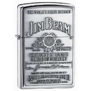  Jim Beam Pewter Emblem Zippo Lighter, High Polish Chrome 