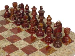 The Chess Store Staunton Marble Chess Set Coral Stone &  