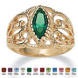  PalmBeach Jewelry 14k Gold Plated Marquise Cut Birthstone 