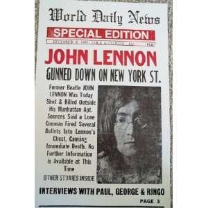  World Daily News Commemorative John Lennon Poster 