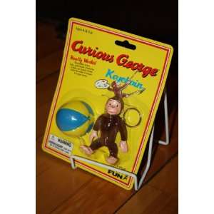  Curious George Keychain with Blue and Yellow Ball 