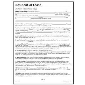  Residential Lease Real Estate Forms   11 x 8 1/2, 4 Forms 