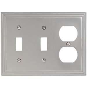  Steps Satin Nickel   2 Toggle / 1 Duplex Outlet Wallplate 