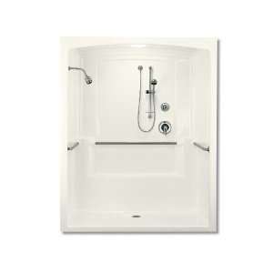   Shower Module with Nylon Grab Bars, 69 1/4 X 37 1/2 X 84, Biscuit