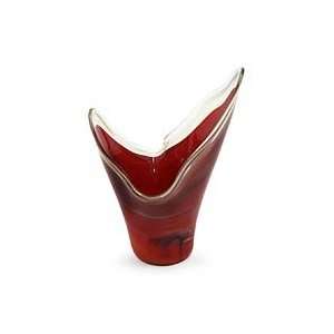    NOVICA Murano handblown vase, Ruby Riches