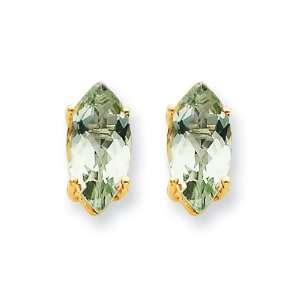  14k 10x5 Marquise Green Amethyst Earring Jewelry