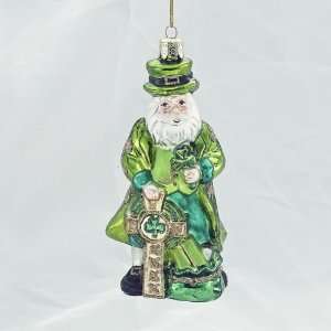  Club pack of 12 Luck of the Irish Green Glass Santa Christmas 