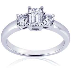  1.20 Ct Emerald Cut Three Stone Diamond Engagement Ring 