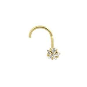  14KT Gold Nose Screw Ring 3mm Star CZ 22G FREE Nose Ring 