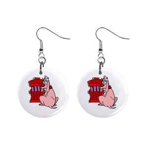  Funny Dog with Fire Hydrant Dangle Earrings Jewelry