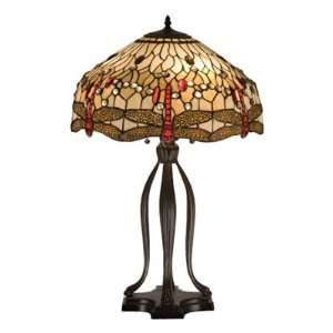 MY 17500   Meyda Tiffany 30.5in H Tiffany Scarlet Dragonfly Table Lamp