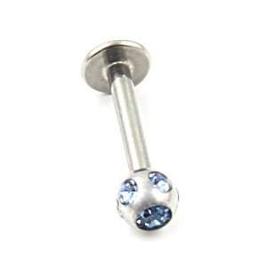  Screw on Labret with Crystal Accented Ball   16g x 7mm x 