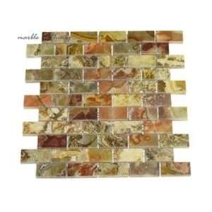 4x4 Sample of Multi Colored Onyx Brick Pattern 1x2 Polished Mosaic 
