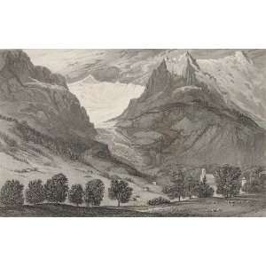  1820 Copper Engraving GLACIER Grindelwald SWITZERLAND 