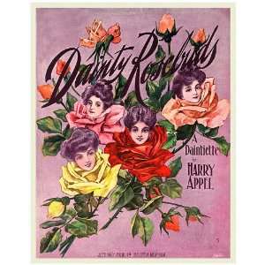  5cm x 5cm) Fridge Magnet Sheet Music Dainty Rosebuds