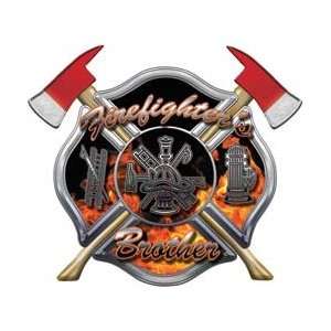  Firefighters Brother Inferno Maltese Cross Decal with Axes 