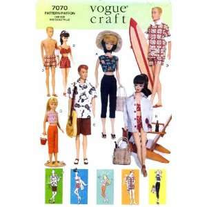  Vogue 7070 Barbie Vintage Fashion Doll Clothes Sewing 