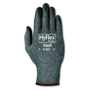 Ansell HyFlex 11 801 Nylon Glove, Black Foam Nitrile Coating, Knit 
