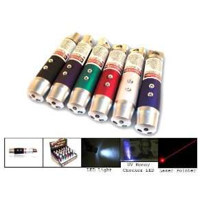  3 in 1 Laser Pointer 2 LED Flashlight UV Torch Keychain 