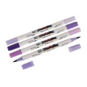  Kuretake Zig Brushables 4 x Brush Marker Pens   Purples 