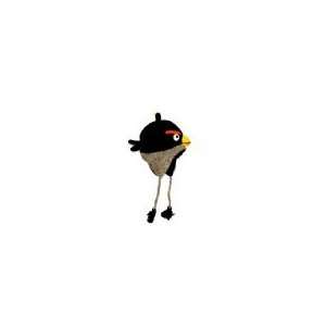 Angry Birds Bomb Black Bird Costume Knit Aviator Beanie Cap Hat / Hand 