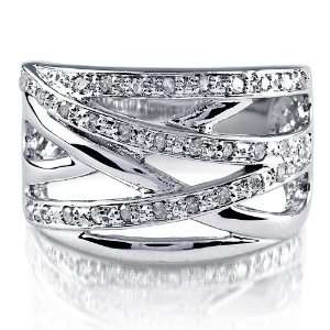  Diamonds in Silver Crosscut Ring (.25 ct. tw.) Jewelry