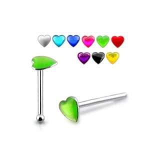  925 Silver Hand Painted Heart Nose stud Jewelry