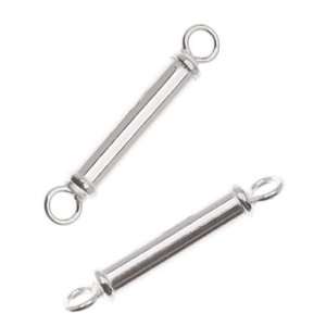  Sterling Silver Straight 2 Loop Station Connectors 15mm (4 