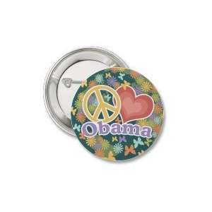  Peace Love Obama Button 