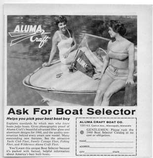 1960 Vintage Ad Aluma Craft Boats Fiber Glass and Aluminum Minneapolis 