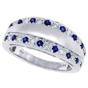  1.30ct Genuine Sapphire Band with Diamond in 14Kt White 