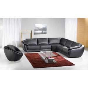  3 pcs Sectional Italian Leather Sofa Set, Item#3333 BLACK 