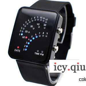 Cool LED Watch Bright Digital Sport jelly Gift Black P6  