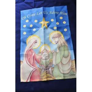  Oh Come Let Us Adore Him Nativity Nylon Outdoor 12.5 x 