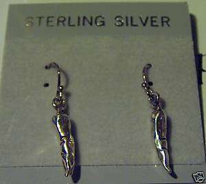 Sterling Silver Jalapeno Chili Pepper Charm Earrings  