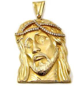 HEAVY SOLID 14K YELLOW GOLD 60.9 GRAM JESUS FACE CHARM  