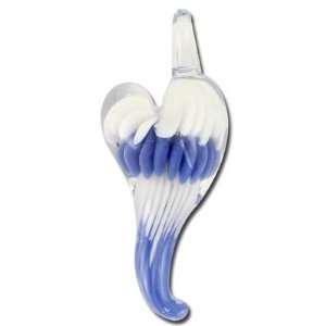 36mm Blue & White Swirl Heart Boro Glass Pendant Arts 