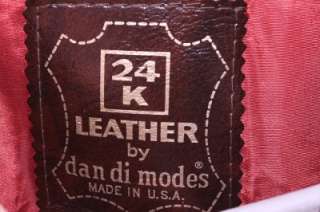 24K Brown Leather Dan Di Modes Vintage Coat Lazarus M  