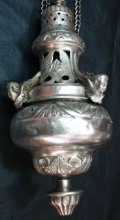 Antique silver plated church thurible censer with cherub putto heads 