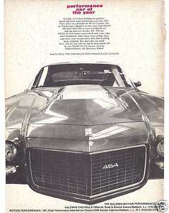 1970 1/2 Baldwin Motion 454 Camaro Ad  