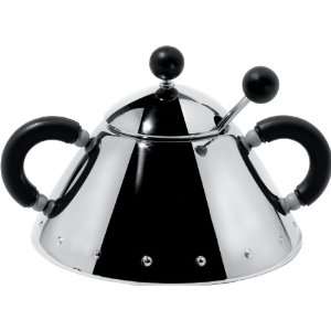  Alessi Michael Graves Sugar Bowl with Spoon Black Kitchen 