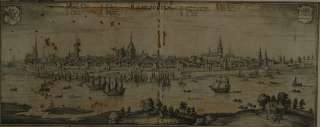   original Kupferstich um 1650 Ansicht von Rostock zum restaurieren