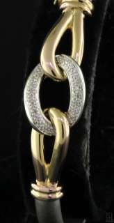 STERLING SILVER/14K GOLD FANCY .14CT DIAMOND SPRING HINGED BANGLE 