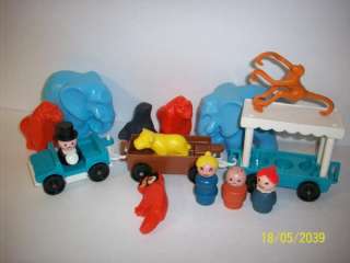 Fisher Price Little People 1970s Zoo Lot Train, Animals Wood People 