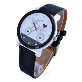 1X Lovely Bicycle Sport Leather Wrist Watch For Girl  