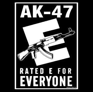 Ak 47 Russian Assault Rifle Rated E Funny Pro Gun Tee  