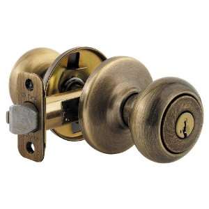 Kwikset 400CV 5S Antique Brass Cove Cove Keyed Entry Door Knobset with 