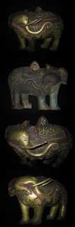 Old Tibetan Gilt Bronze Elephant Hasti Wall Plaque  