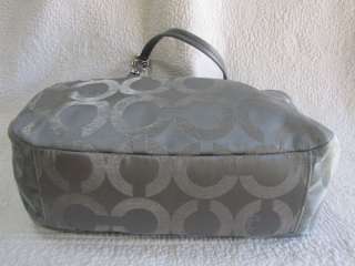 New COACH Mia Op Art Sateen Purse Tote SV/Gray Handbag 15746  