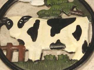 NEW HAND PAINTED CAST IRON COW TRIVET POT/PLATE/COUNTRY  